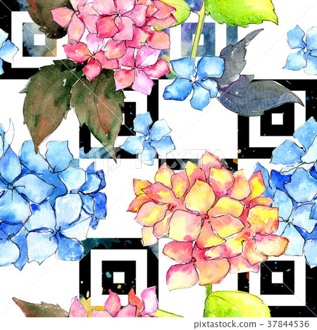 Wildflower hydrangea flower pattern in a 37844536