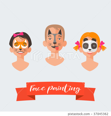 Children face painting vector illustrations Children face painting vector illustrations 37845362