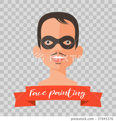 Kid with Zorro face painting vector illustrations 37845376