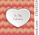 Valentines day background with knitted texture and 37845529
