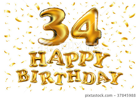 34th Birthday celebration with gold balloons 34th Birthday celebration with gold balloons 37845988
