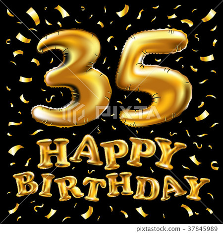 Golden number 35 thirty five metallic balloon. Golden number 35 thirty five metallic balloon. 37845989
