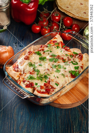 Traditional mexican enchiladas with chicken 37846362
