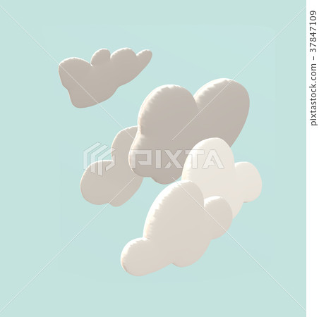 Cute clouds 3d with blue sky background  37847109
