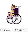 Little blondy girl on a wheelchair 37847210