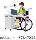 Young woman in wheelchair working with computer 37847235