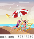 Two young woman friends at beach 37847239