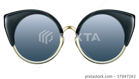 Sunglasses with blue lens and gold metalic frame 37847263