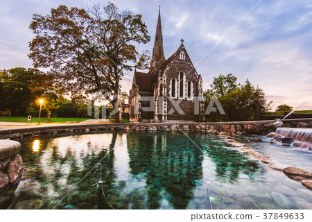 Sunset on St. Alban's Church in Copenhagen, Denmark. Sunset on St. Alban's Church in Copenhagen, Denmark. 37849633
