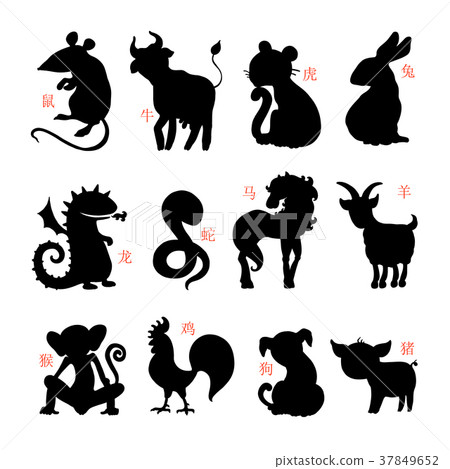Vector Horoscope animals. 37849652