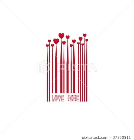 Red Bar Code Pic Red Bar Code with Heart Shapes for Valentines Day - Stock Illustration ...