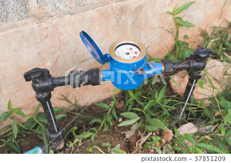 Water Meter blue with black water Pipe Water Meter blue with black water Pipe 37851209