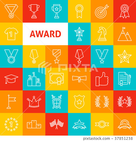 Vector Award Line Icons Vector Award Line Icons 37851238