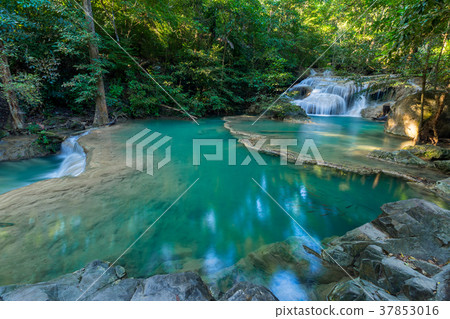 Erawan Waterfall with fish in water Erawan Waterfall with fish in water 37853016