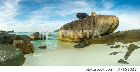 Panorama of Similan islands at sunset 37853028