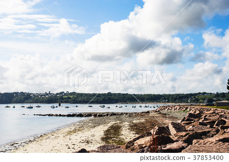 stone Saint-Guirec beach of Perros-Guirec commune 37853400