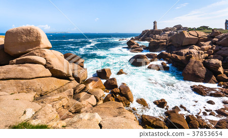 view of English Channel coast with lighthouse 37853654