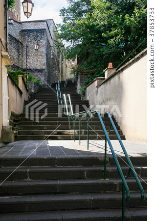 staircase on street in Gien town in summer staircase on street in Gien town in summer 37853733