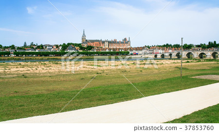 panoramic view of Gien city from valley of Loire panoramic view of Gien city from valley of Loire 37853760
