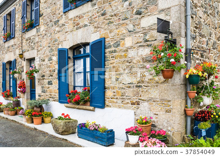 typical Breton house in Brittany in summer 37854049