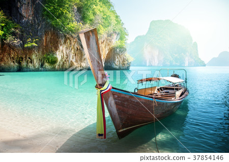 long boat on island in Thailand 37854146