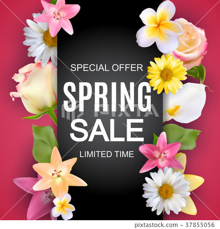 Spring Sale Cute Background with Colorful Flower Spring Sale Cute Background with Colorful Flower 37855056