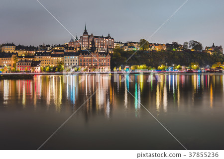 Night Lights of Sodermalm District in Stockholm 37855236
