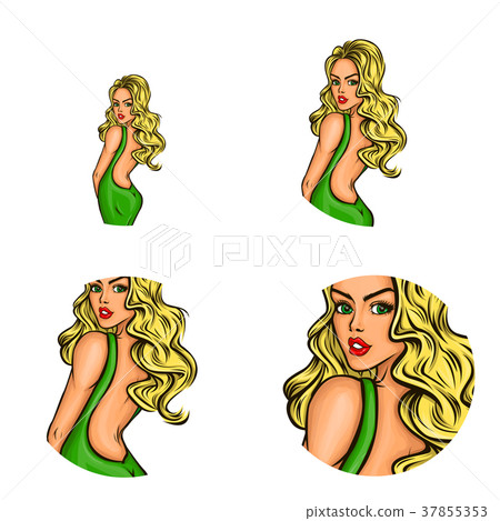 Vector pop art avatar of pin up fashion girl in 37855353