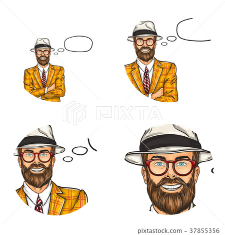 Vector pop art avatar, icon of handsome aged 37855356