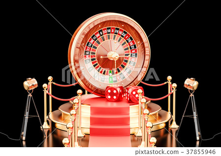 Podium with casino roulette, 3D rendering Podium with casino roulette, 3D rendering 37855946