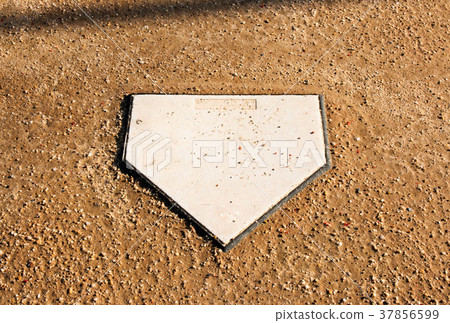 Home plate on a softball dirt field Home plate on a softball dirt field 37856599