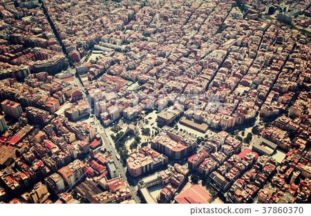 residential district from helicopter. Barcelona, Catalonia 37860370