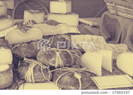 cheese at market counter cheese at market counter 37860397