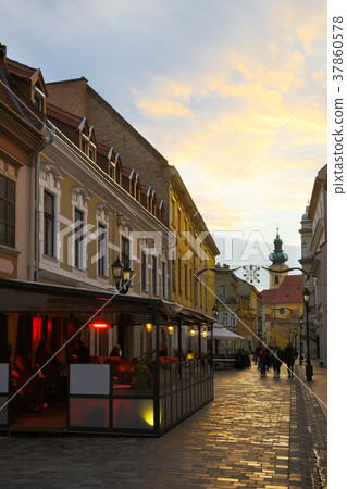 Image of evening streets of Gyor in Hungary Image of evening streets of Gyor in Hungary 37860578