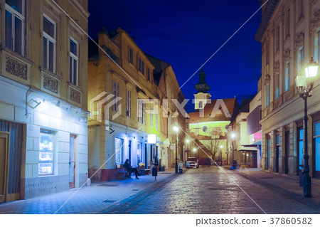Image of night streets of Gyor in Hungary Image of night streets of Gyor in Hungary 37860582