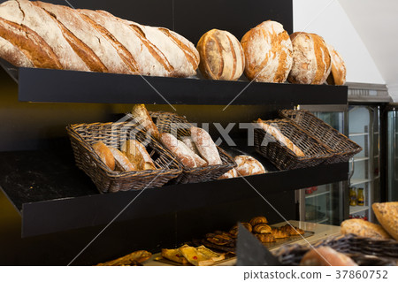 Fresh bread on counter 37860752