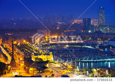 View to Barcelona in night 37860818