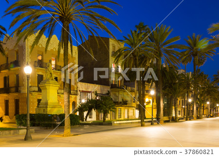 Evening view of Rambla. Badalona, Spain 37860821