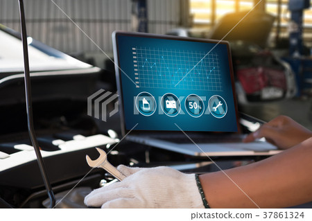 Mechanic repairing Car service concept. repair c Mechanic repairing Car service concept. repair c 37861324