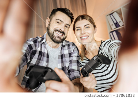 Happy young people doing selfie photo 37861838