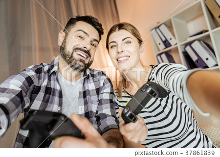 Positive delighted friends spending time with 37861839