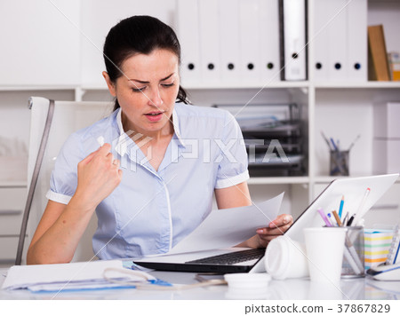 Portrait of office female have problems 37867829