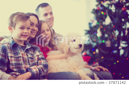 Parents and children happy to spend Christmas together Parents and children happy to spend Christmas together 37871142