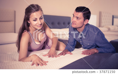 Family couple choosing mattress 37871150