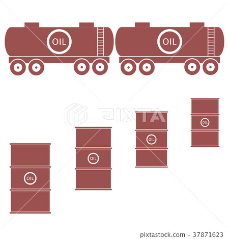 Stylized icon of the tanks and barrels with oil 37871623