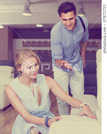 couple are choosing modern sofa couple are choosing modern sofa 37871755