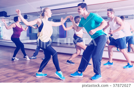 People learning swing at dance class 37872027