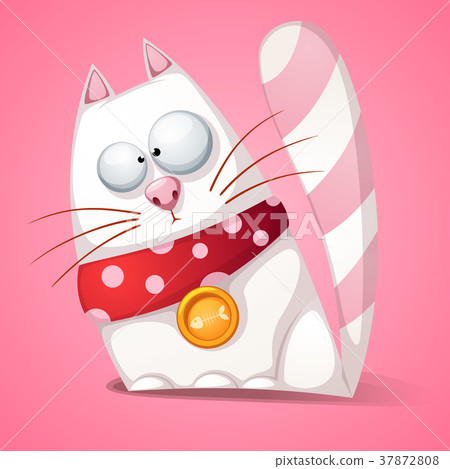 Funny, cute, crazy cartoon cat. Funny, cute, crazy cartoon cat. 37872808