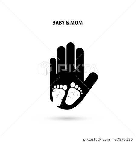 Big hand and small feet icon.Idea of the sign Big hand and small feet icon.Idea of the sign 37873180