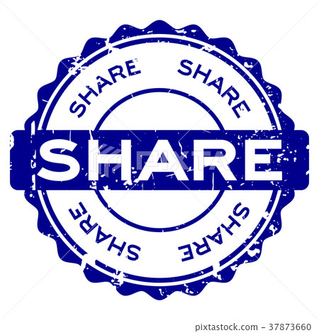 Grunge blue share round rubber seal stamp Grunge blue share round rubber seal stamp 37873660